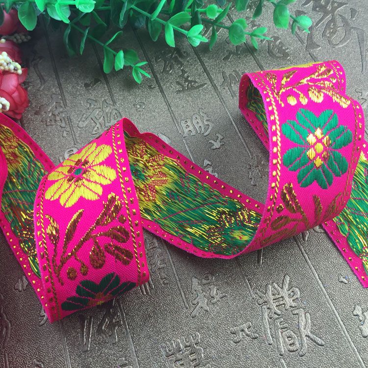 Manufacturers Direct Custom 4 Cm National Antique Lace Computer Jacquard Ribbon Performance Clothing Accessories Wholesale undefined