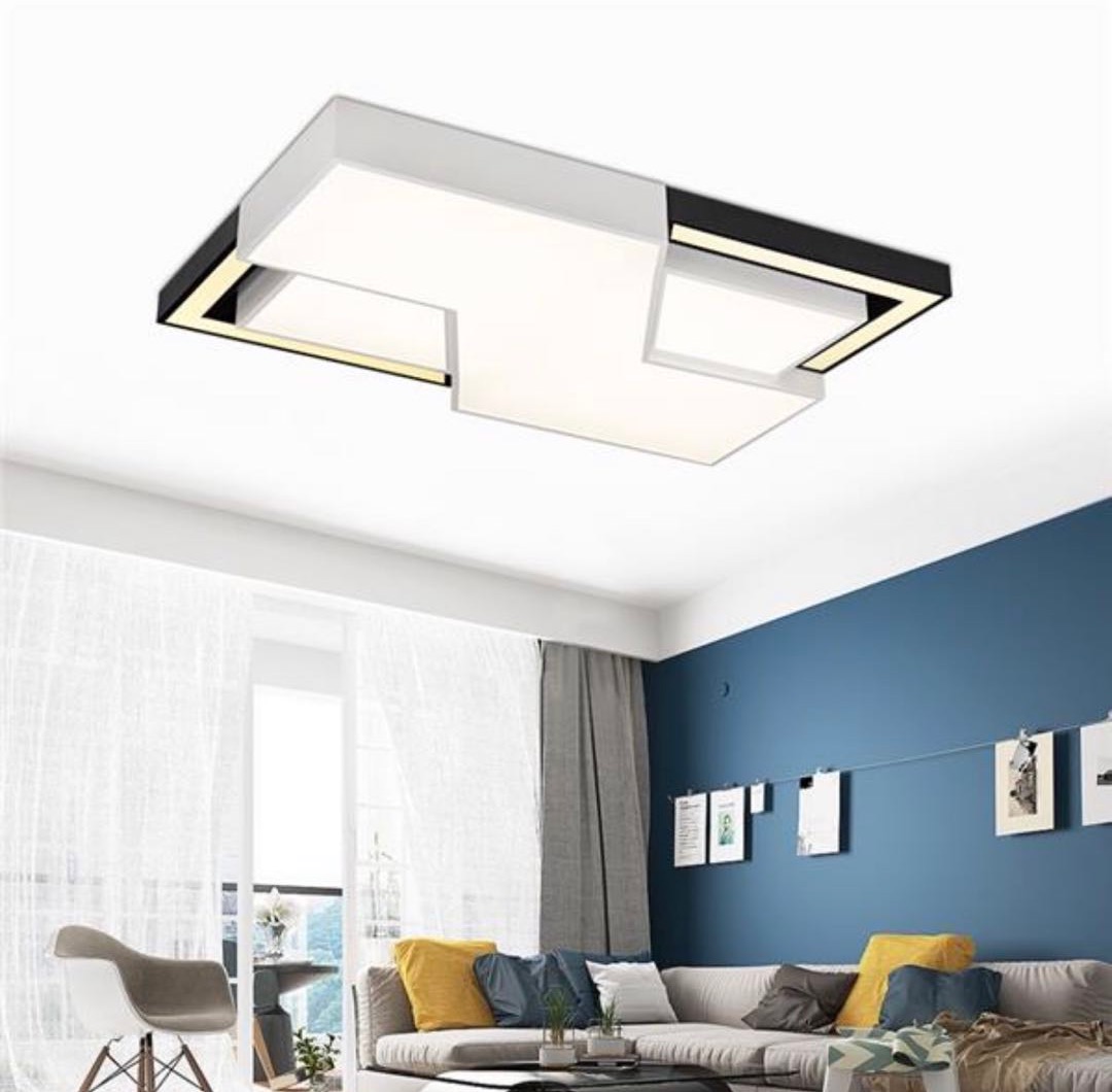 Dream Spaceship series lamps L-square ironwork diffusion plate three-tone light living room details Picture
