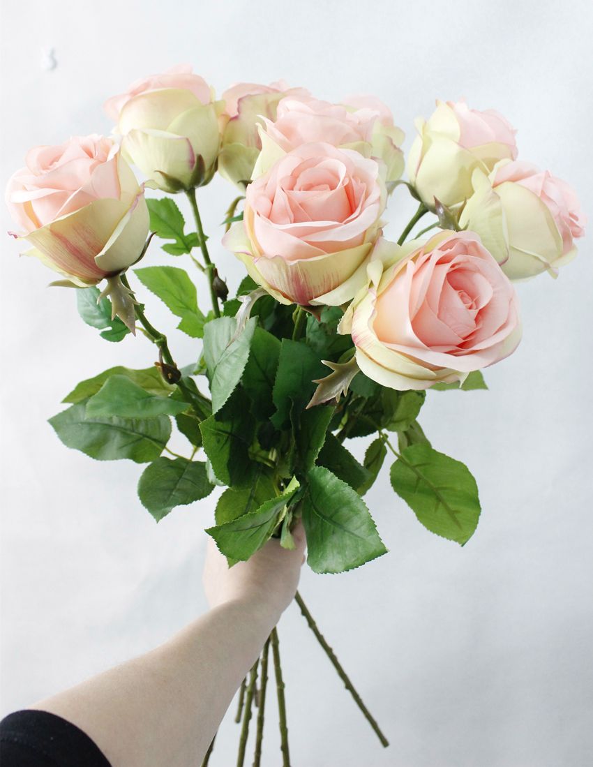 Artificial flower, single rose, artificial flower, silk flower, rose bud, high-end artificial flower, wedding decoration AF1089, single rose, rose bud, silk fabric