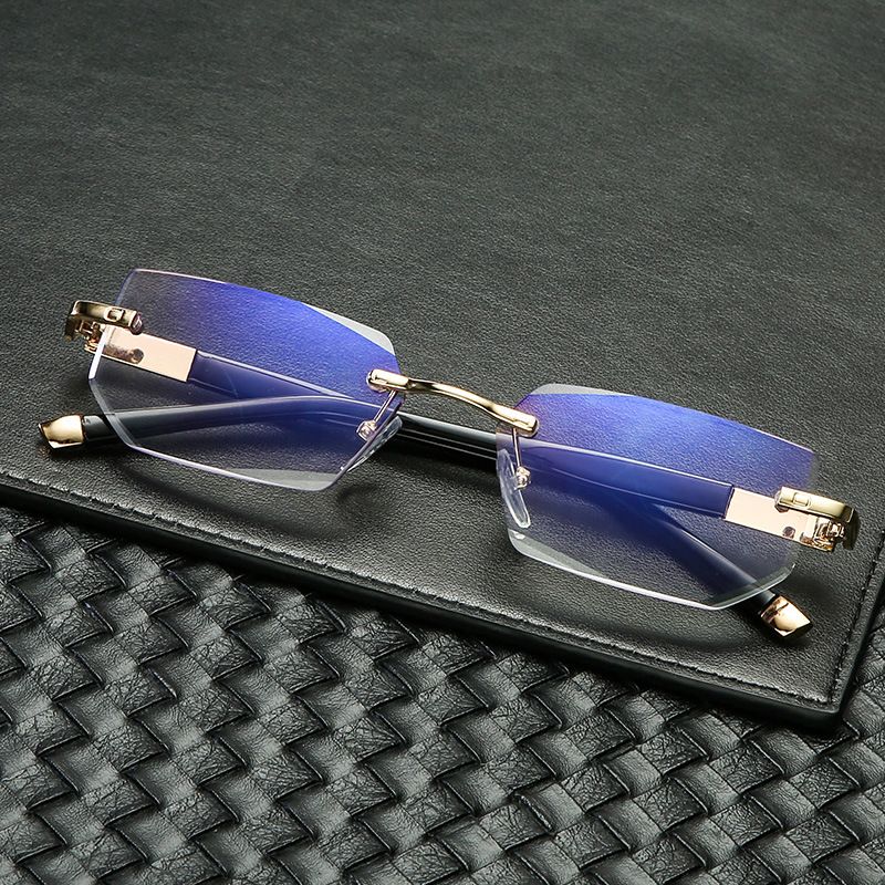 New diamond-cut high-end reading glasses, frameless metal anti-blue light reading glasses for both men and women pic 2