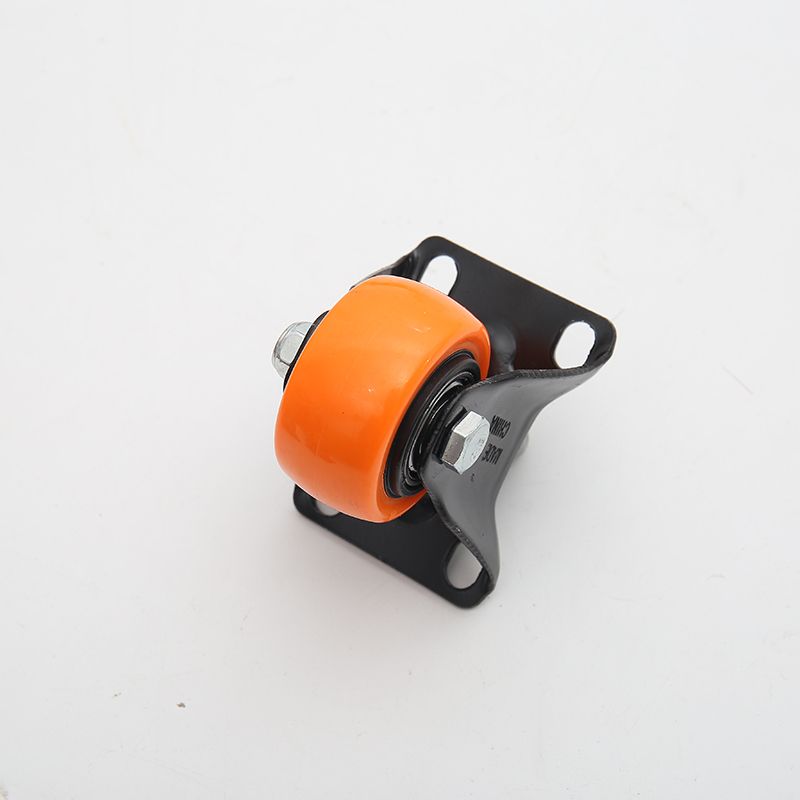 4寸中型橙面黑芯黑架平底固定脚轮