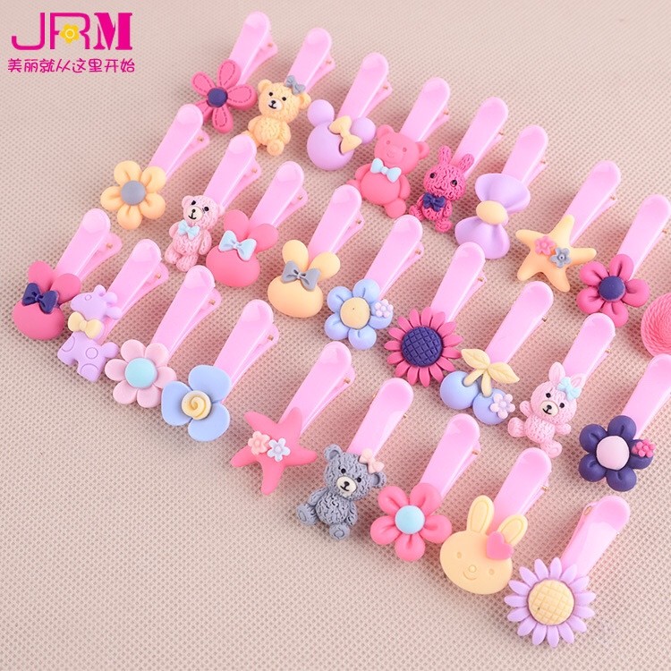 Resin accessories children's hair accessories creative cartoon baby hair clip frosted resin head jewelry shop supply
