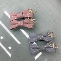 Korean version of fabric bowknot pearl bowknot pair clip