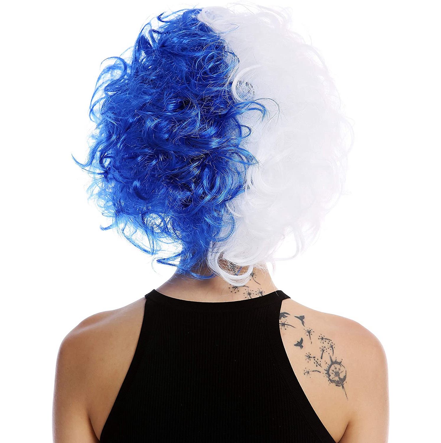 Qianfang Festival wig hat, half blue and half white short curly head cover, other wigs 2443 pic 1