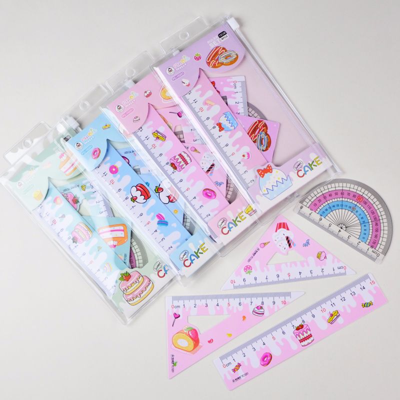 Factory direct sales of plastic color ruler sets, 15CM ruler sets, customized PVC rulers
