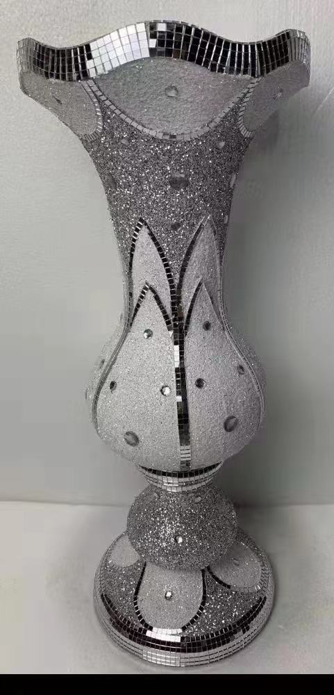 80cm magnesium oxide glass flake silver diamond vase 3 thumbnail