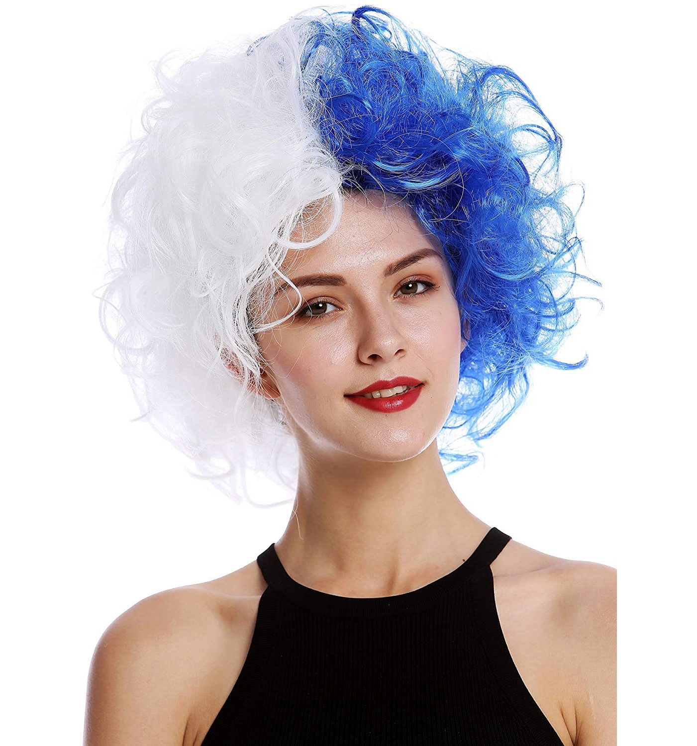 Qianfang Festival wig hat, half blue and half white short curly head cover, other wigs 2443