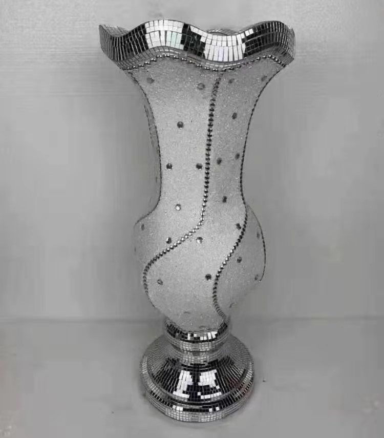 80cm magnesium oxide vase with glass piece and silver sprinkles 12 thumbnail