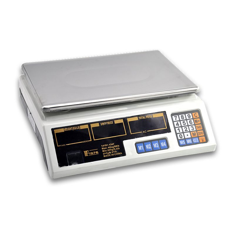 14191-424F Cheap electronic price platform scale 40KG/5g commercial scale Export foreign trade English fruit scale Application Scenario