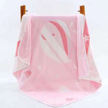 6层纱布独版提花卡通抱被 纯棉家纺六层纱布婴童浴巾 婴幼儿童被产品图