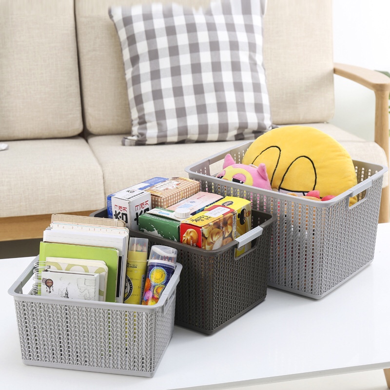 Wicker storage basket, large plastic storage basket, hollowed-out storage basket, dirty clothes basket details Picture