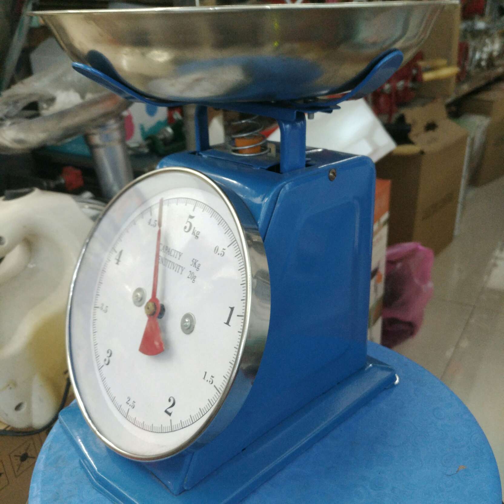 Metal scale with disc, small pointer spring measuring scale, kitchen small platform scale, food scale, blue detail image 3