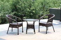 Cane chair tea table contracted toughened glass small round table family balcony small tea table round leisure tea table and chair combination