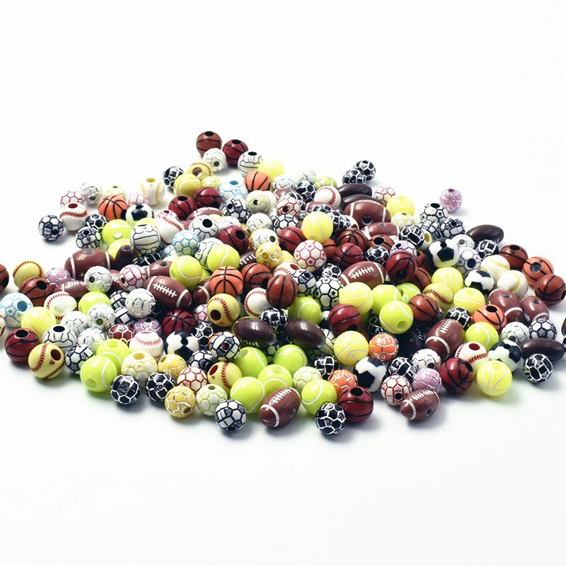 Diy jewelry accessories handmade beaded materials acrylic baseball basketball soccer tennis ball loose beads manufacturers direct thumbnail