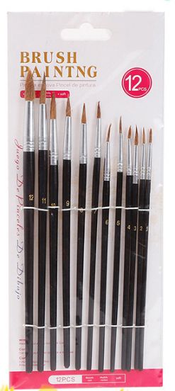 12 black wool brushes with wooden poles