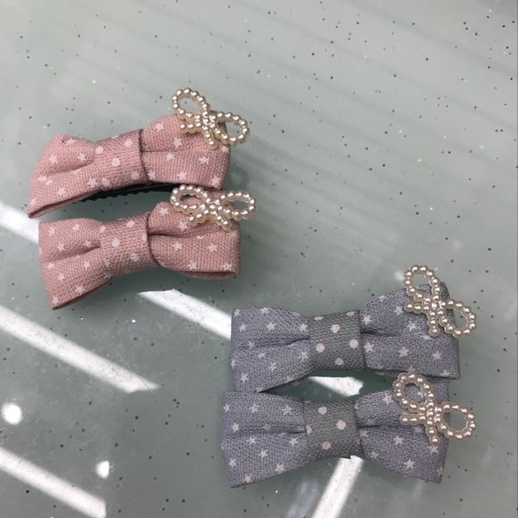 Korean version of fabric bow clip pearl bow duck clip edge clip