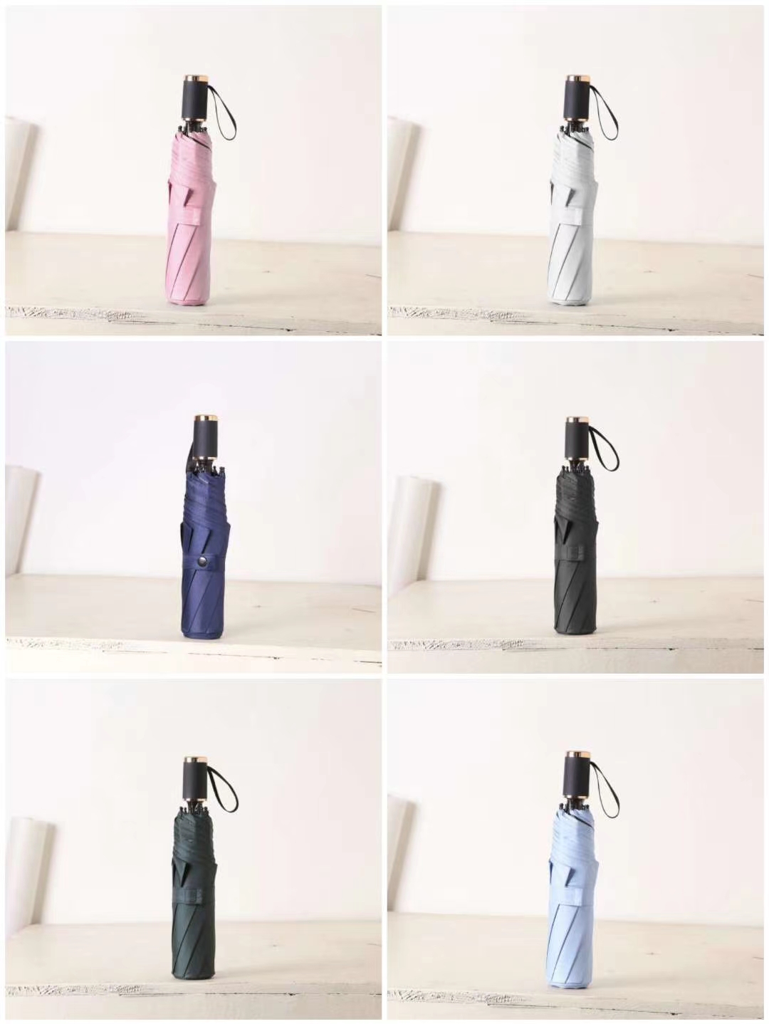 Sun And Rain Protection Uv Long And Plate Clear Umbrella Triple Folding Umbrella Vinyl Umbrella Hand Open Umbrella