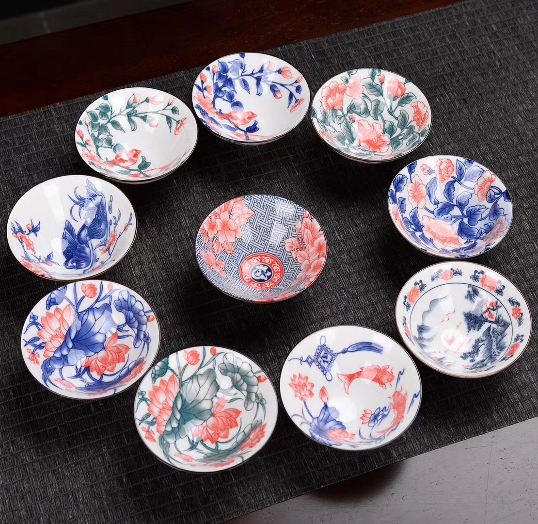 Kunkun Ceramic Vintage blue and White Porcelain Tea Bowl, bamboo hat Cup, Ceramic Gongfu Tea set, Tasting Cup, Household Tea cup, Master Cup 006 detail image 9