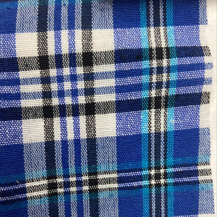 Blue Splicing Cotton Lattice Decorative Arts And Crafts Headwear Fabric Clothing Cloth Multi Color Optional