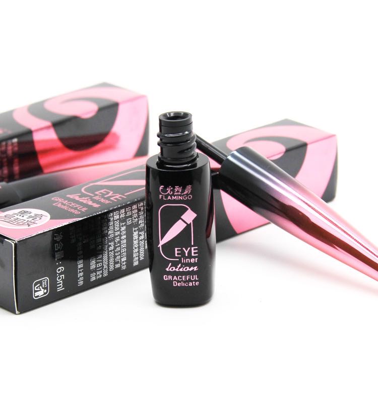 Genuine Flamingo Cool Black Quick-drying Long-lasting Makeup Eyeliner Liquid, large-capacity makeup eyeliner liquid pen, waterproof and non-smudge detail image 4