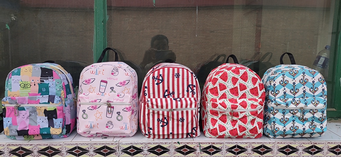 新款现货小花双背休闲书包幼儿园女士休闲混花色不挑图