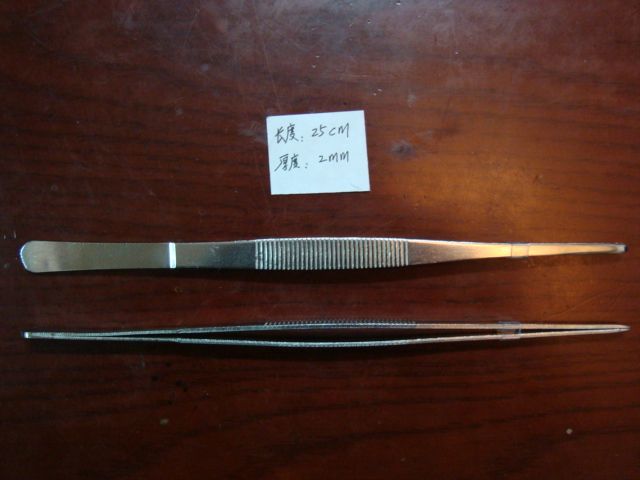 不锈钢夹镊子金属夹辅料工具铁夹钢夹喂食乌龟眉夹平夹25cm