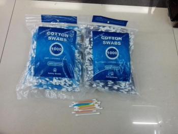Plastic stem cotton swabs 1000 pieces with double head plastic stem antibacterial cotton swabs