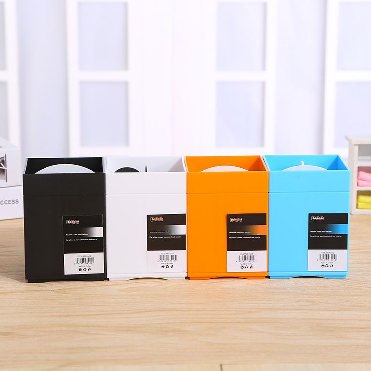 创意笔筒时尚个性学生办公桌面PVC多功能塑料学生文具分格收纳盒图