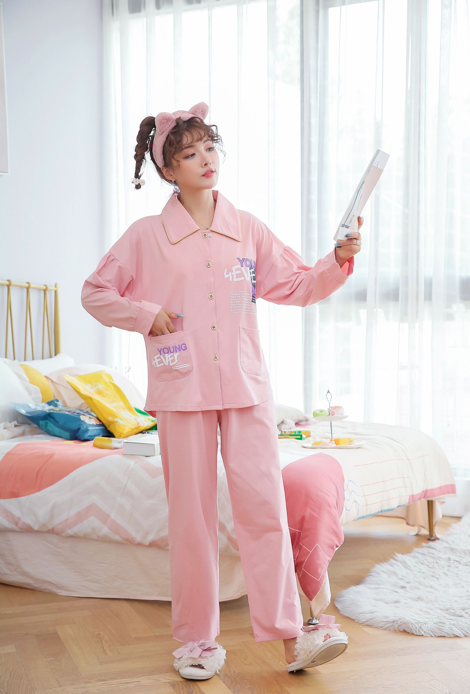 Pajamas, casual home wear, pure cotton cartoon printed 401#