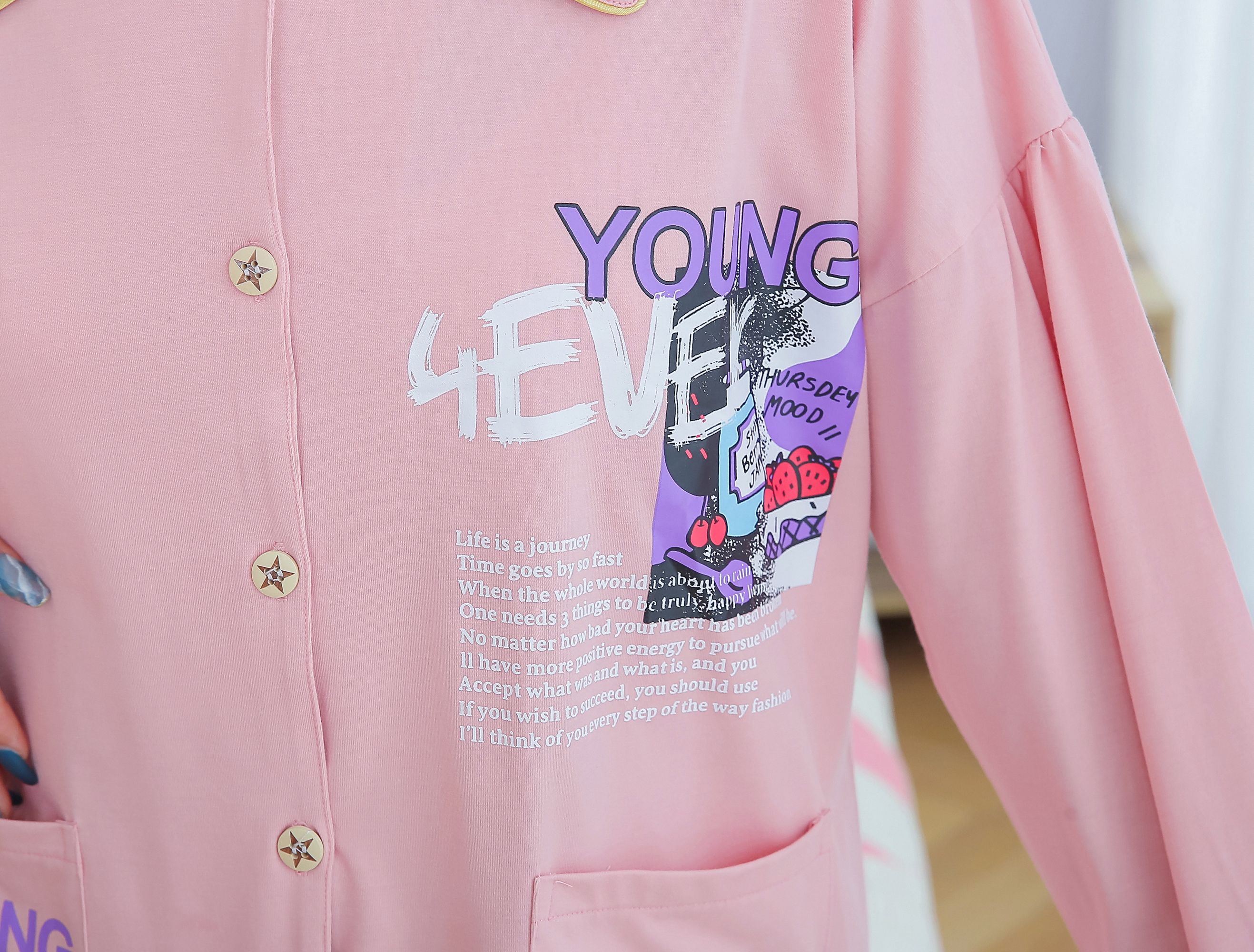 Pajamas, casual home wear, pure cotton cartoon printed 401# detail image 6