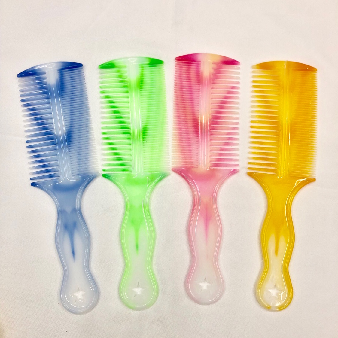 厂家直销20双面塑料梳子4色梳子出口外贸热销梳子 五角星梳子