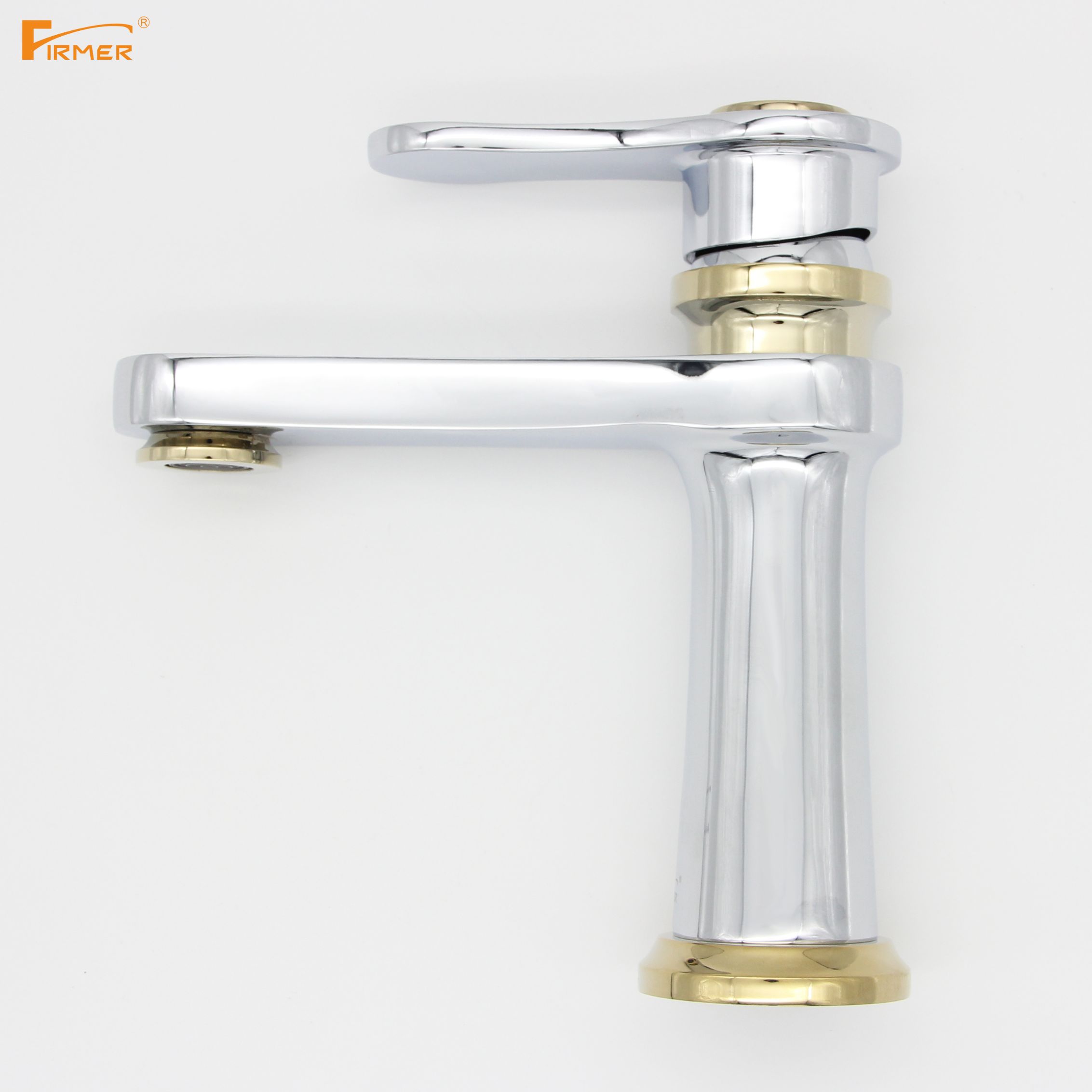 FIRMER golden washbasin faucet, fine copper, household cold and hot water washbasin, bathroom countertop, single hole