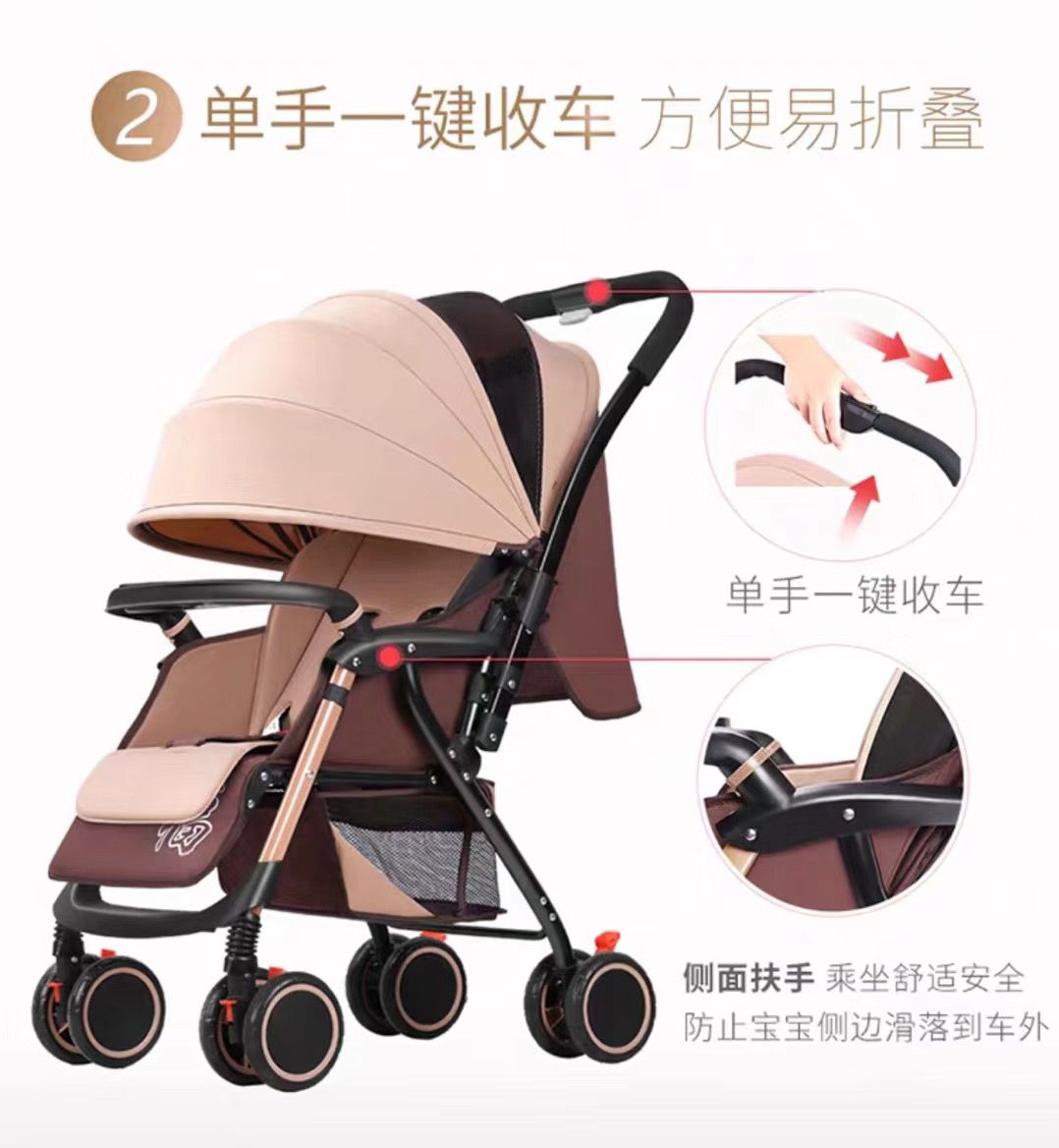 Baby stroller, three-fold collapsible baby stroller for flying, defecating type children's stroller A6-1 detail image 9