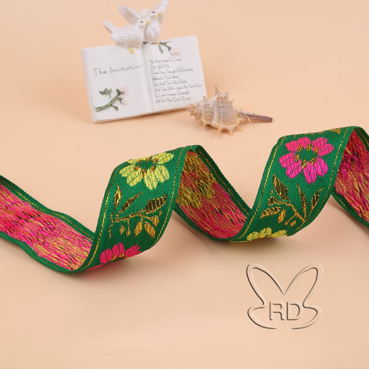 Manufacturers Direct Custom 4 Cm National Antique Lace Computer Jacquard Ribbon Performance Clothing Accessories Wholesale undefined