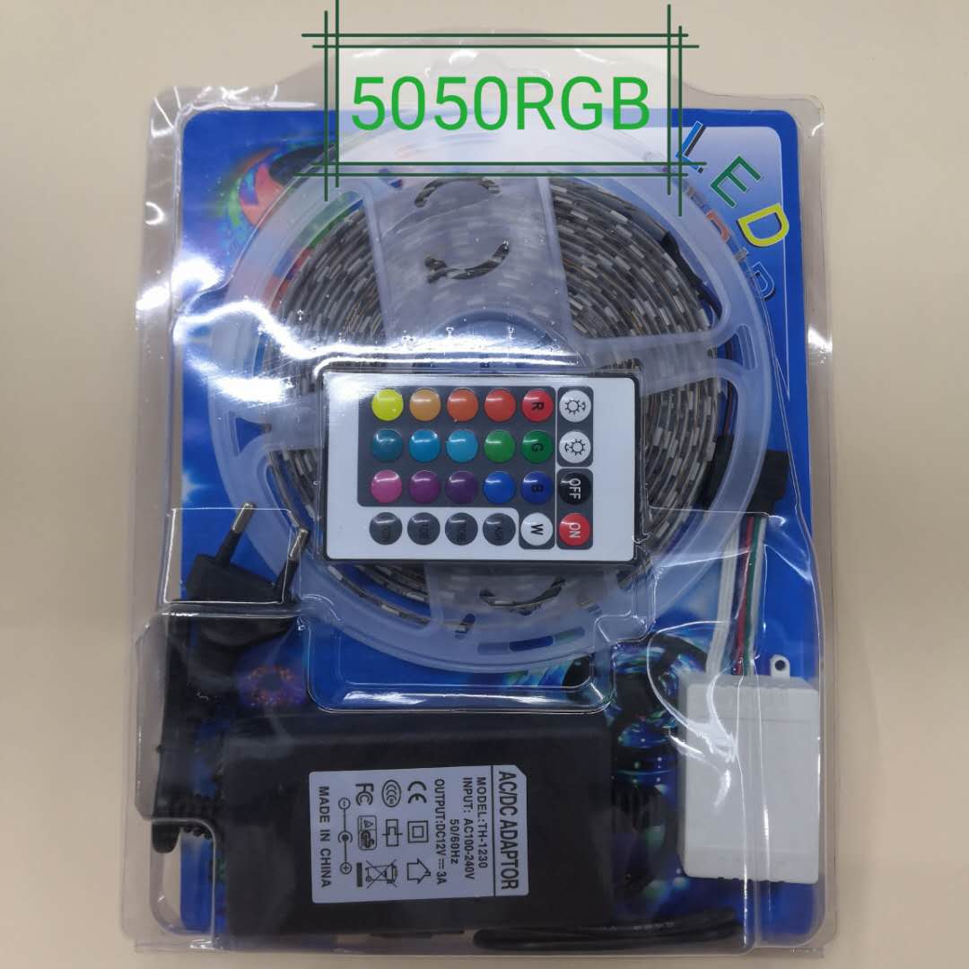 5050RGB set 5-meter low-voltage 12V color light with decorative lighting 24-key controller flat plug