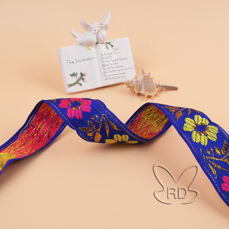 Manufacturers Direct Custom 4 Cm National Antique Lace Computer Jacquard Ribbon Performance Clothing Accessories Wholesale full figure