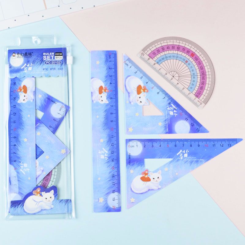 Fantasy Forest Cute student ruler set wholesale, scale drawing ruler, set of triangular ruler, customized student ruler detail image 6