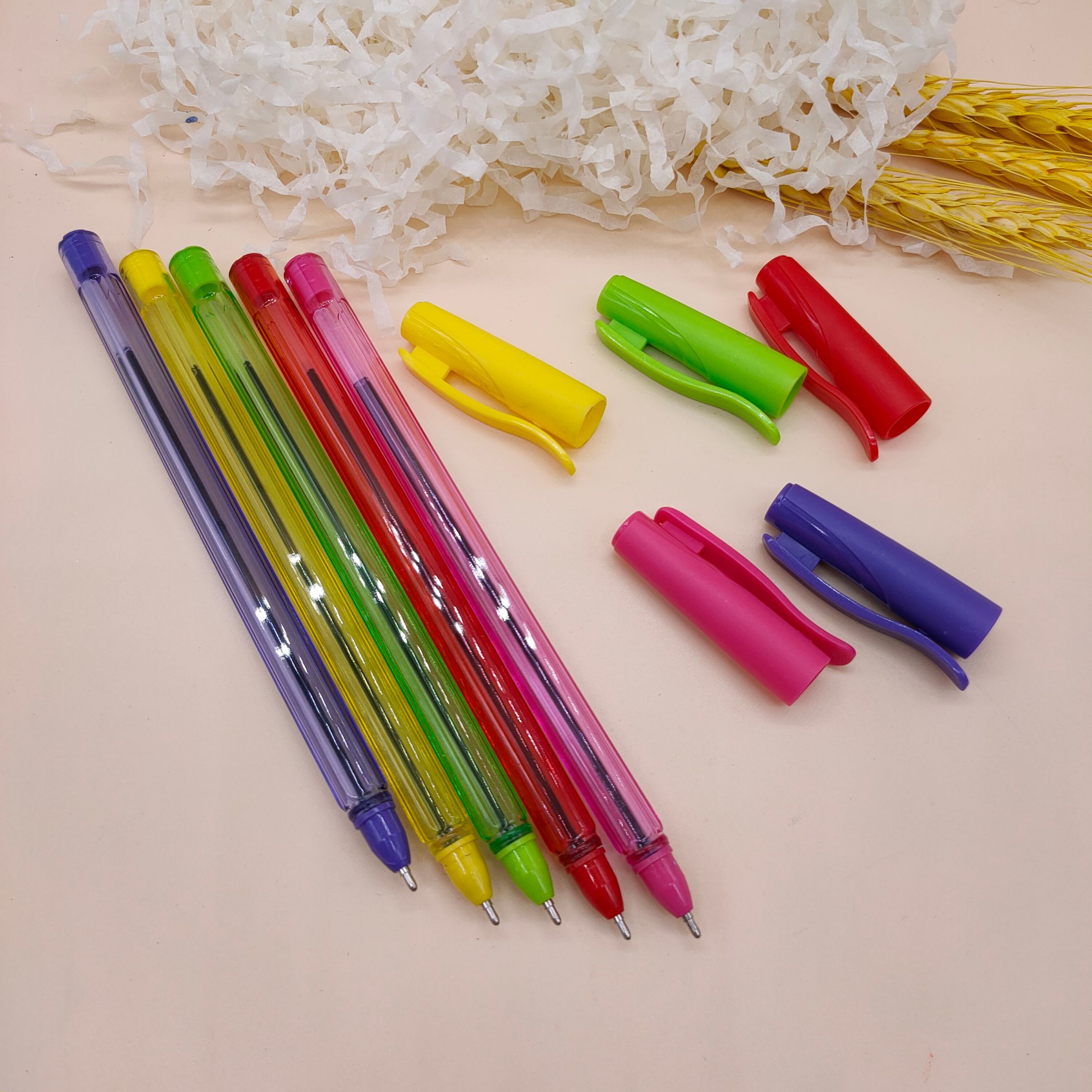 Transparent colored pole ballpoint pen waterproof smooth portable ballpoint pen student exam office ballpoint pen Item Picture