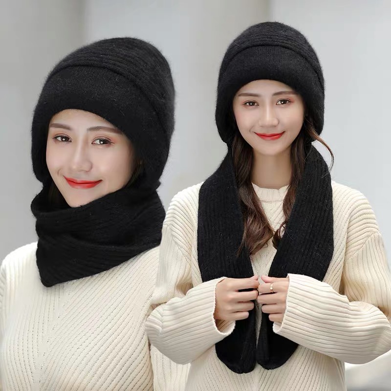 Woolen Hat Children's Solid Color Scarf One Wrap Head Ear Protection Knitted Hat Autumn And Winter New Warm Rabbit Hair Woolen Hat Application Scenario