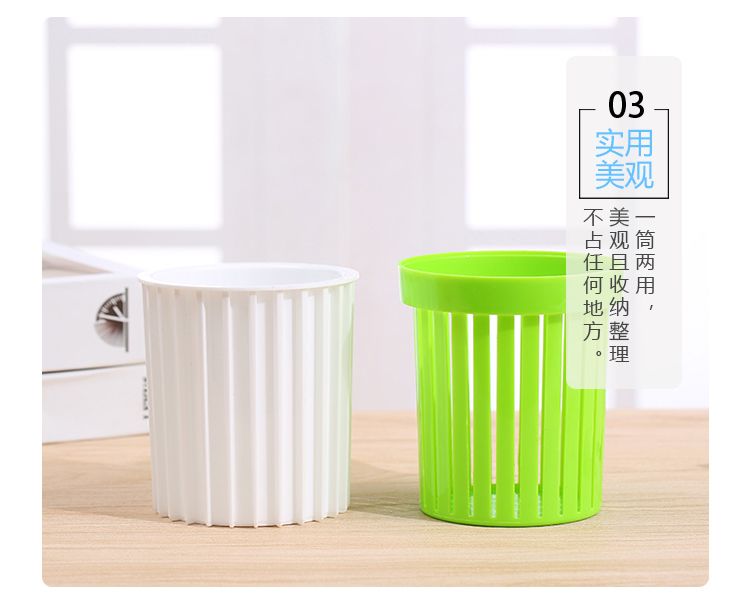 Creative and fashionable multi-functional office pen holder, student plastic desktop storage, round cute cartoon simple pen case detail image 6