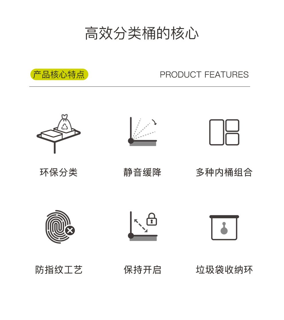 EKO分类垃圾脚踩开盖垃圾桶厨房客厅家用干湿分类垃圾桶 12L+12L详情图4