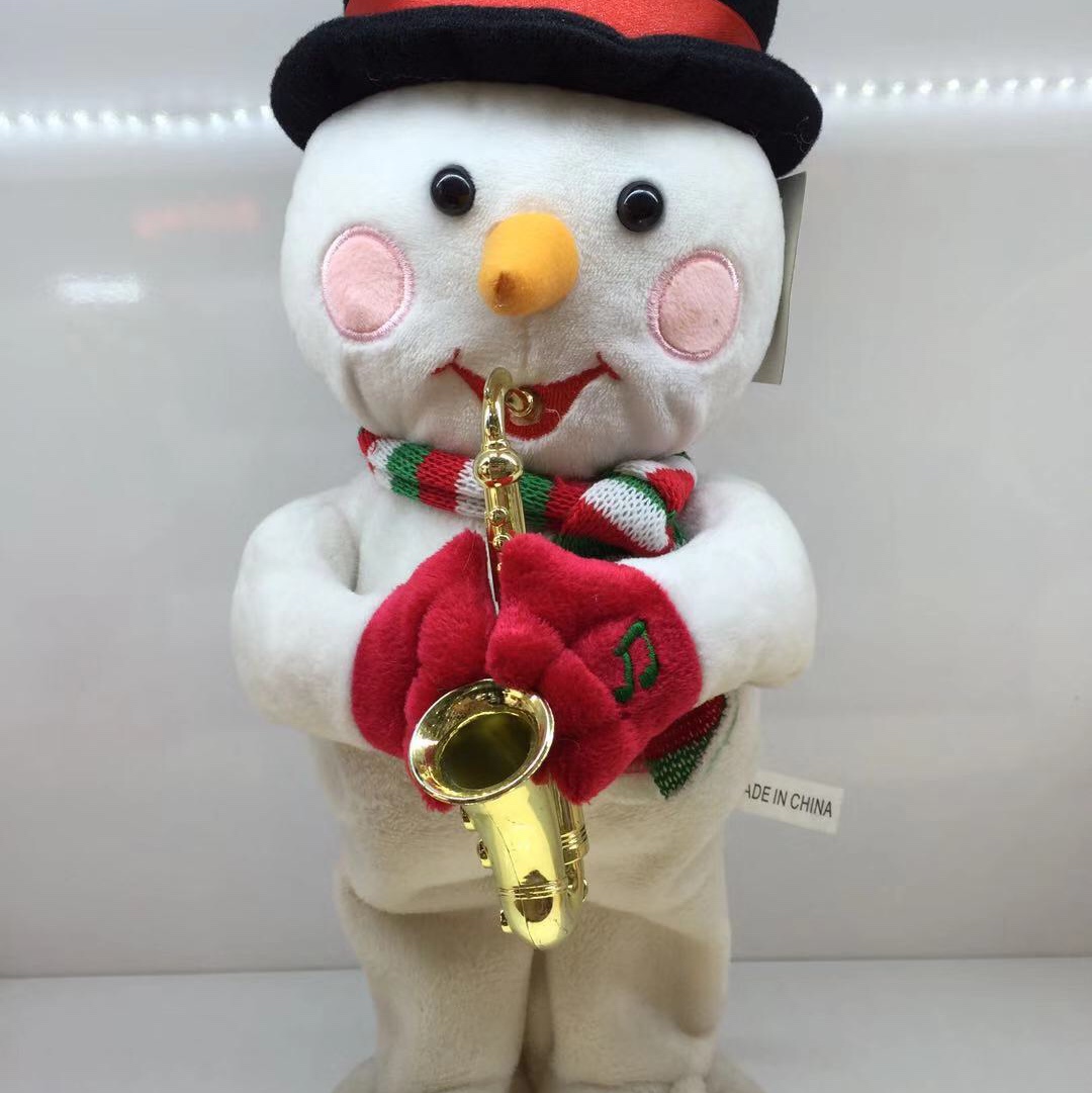 Electric saxe snowman plush toys Christmas ornaments manufacturers wholesale full figure