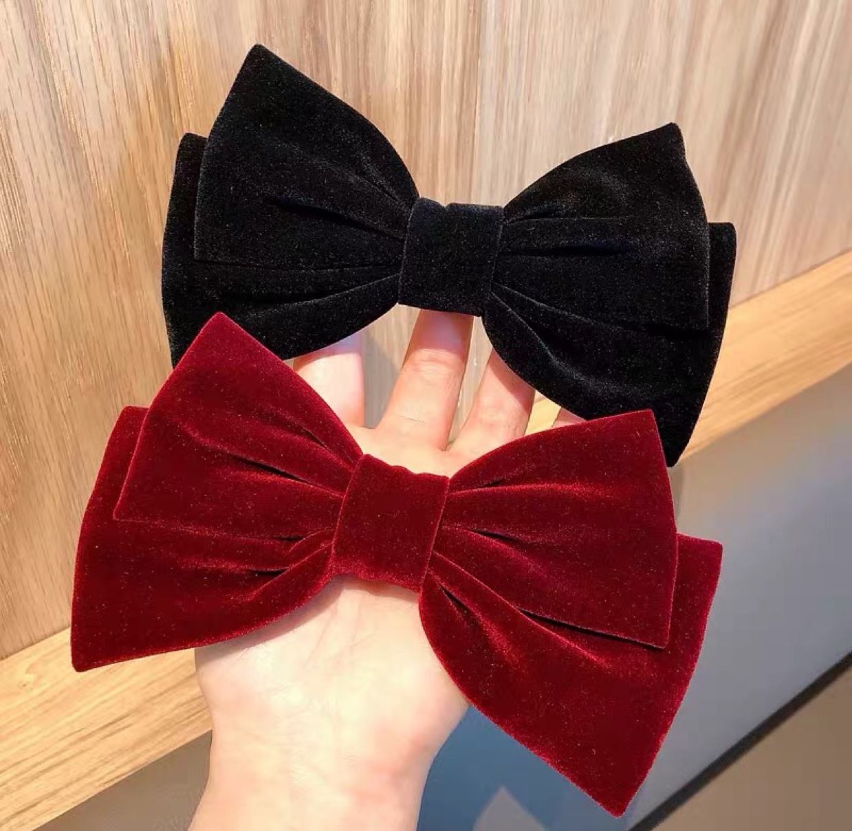韩式红飘带丝绒大鸭夹女韩版潮流时尚日系百搭仙气女孩可爱软妹少女