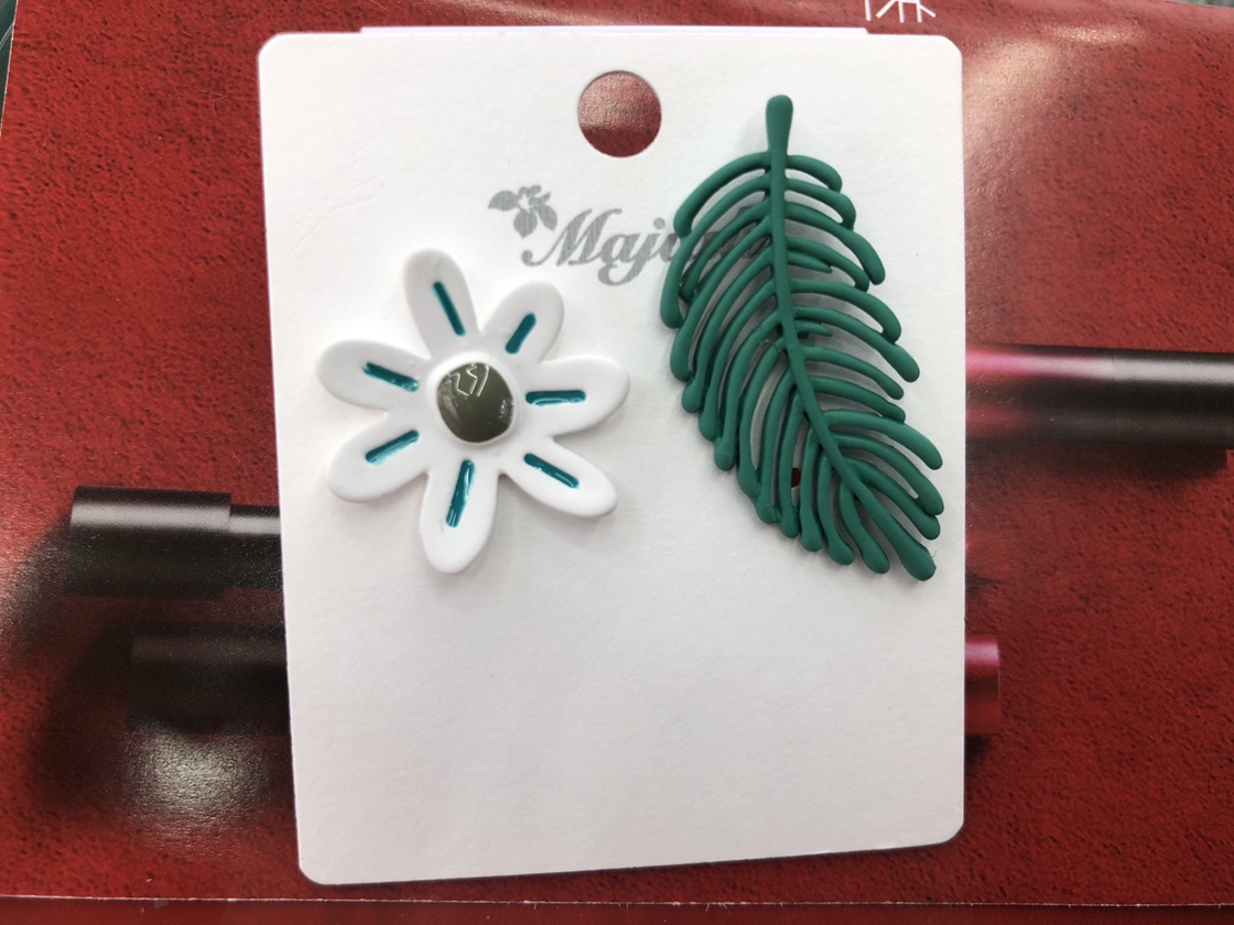 Korean Version Asymmetrical Leaf Flower Earrings