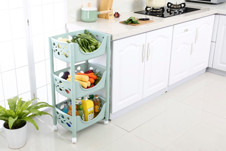 Plastic multi-layer storage rack, kitchen storage rack for miscellaneous items, wheeled storage basket undefined