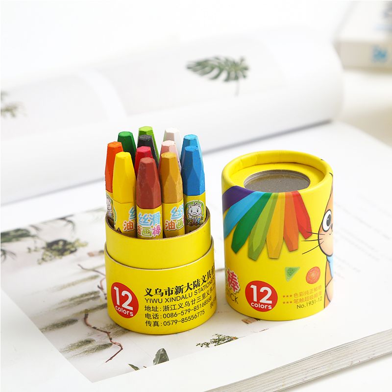 12-color crayon for oil painting on barrel is safe, non-toxic and environmentally friendly, hexagonal rod for children's painting, painting and color graffiti thumbnail