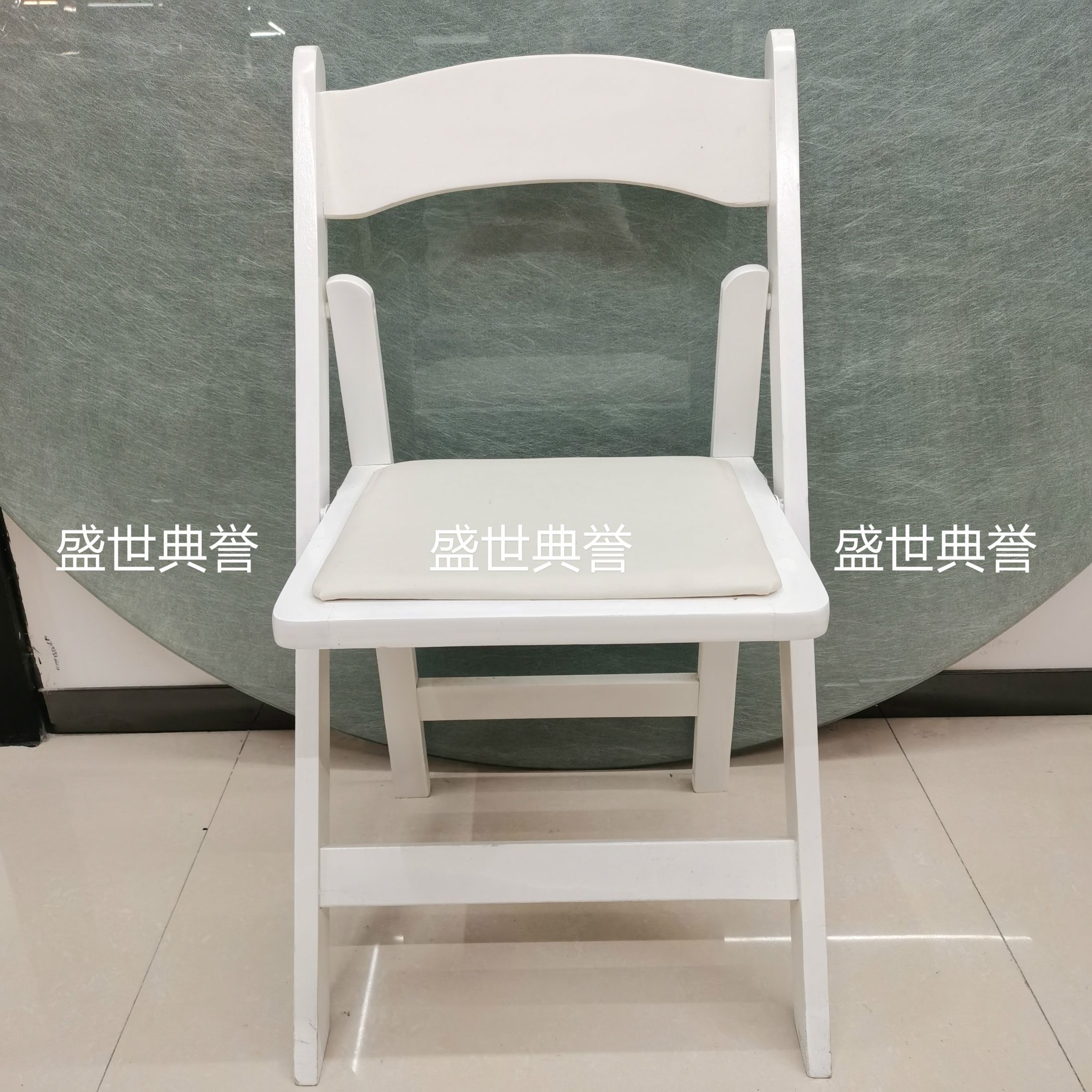 杭州外贸出口户外折叠椅 户外婚礼实木折叠椅子 宴会聚会白色椅子详情图2