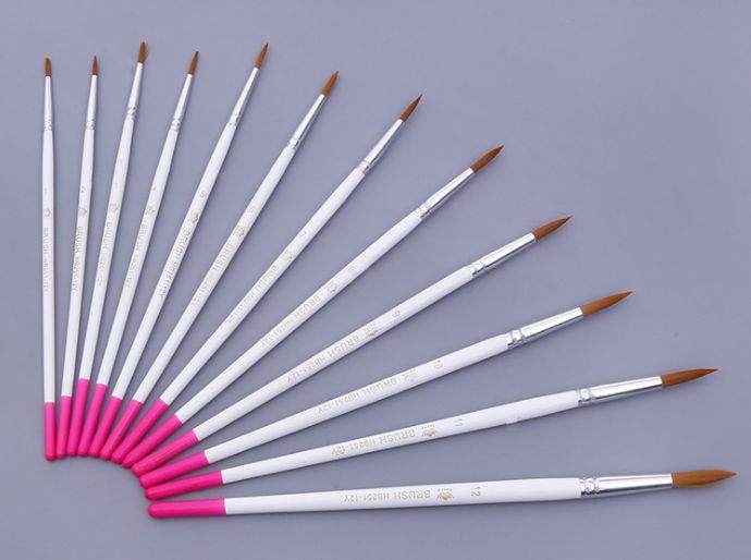 12 round peak white paint nylon brush painting brush
