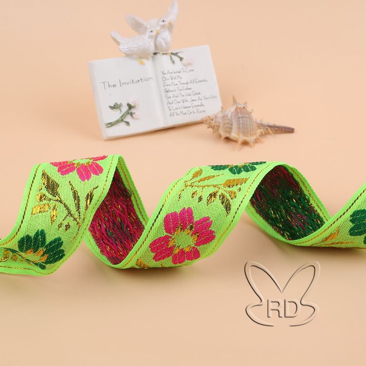 Manufacturers Direct Custom 4 Cm National Antique Lace Computer Jacquard Ribbon Performance Clothing Accessories Wholesale Item Picture