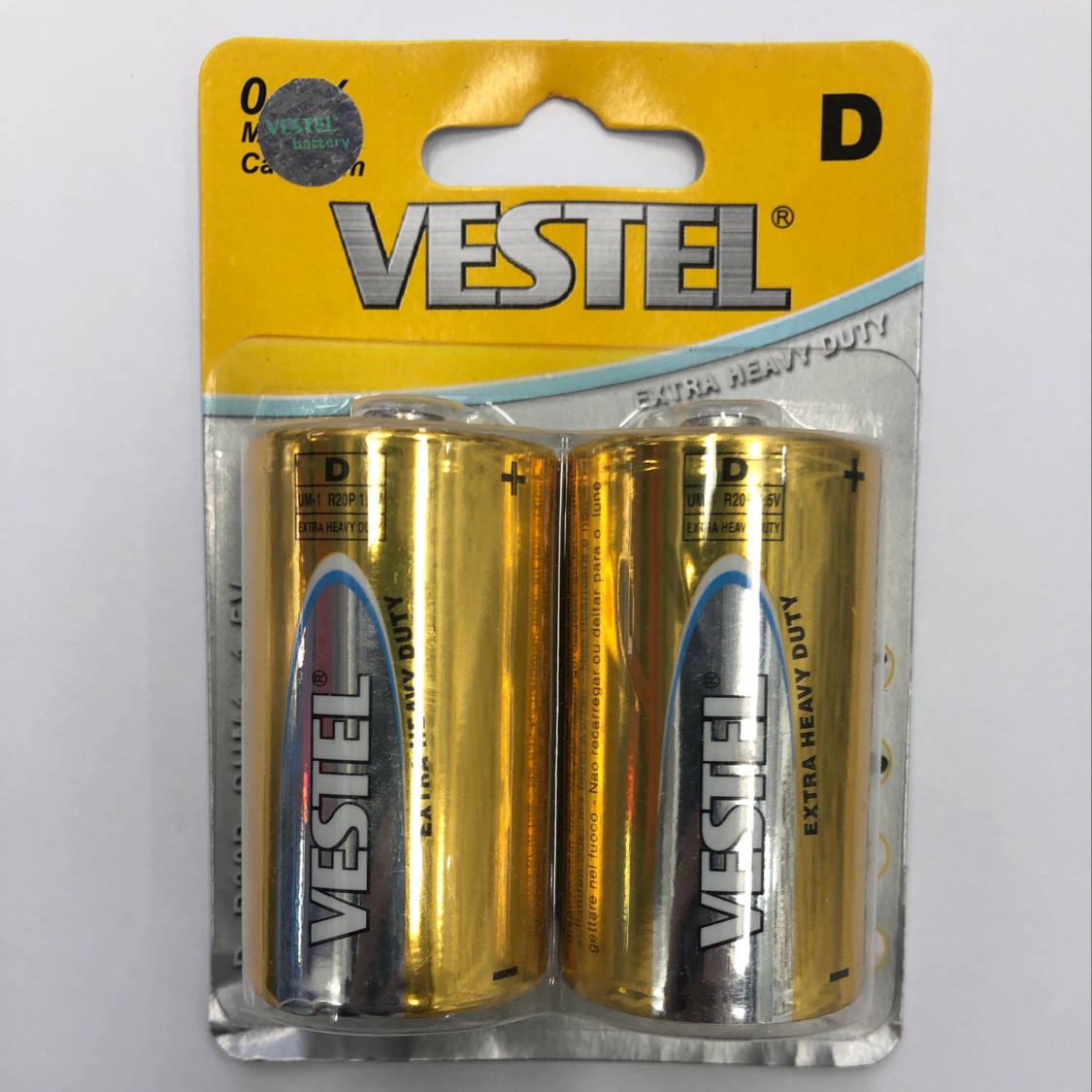 VESTEL 两支挂卡1号电池（R20)